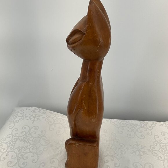 MCM 1960s Atomic Cat Monkey Pod Wood Cat - Picture 6 of 8